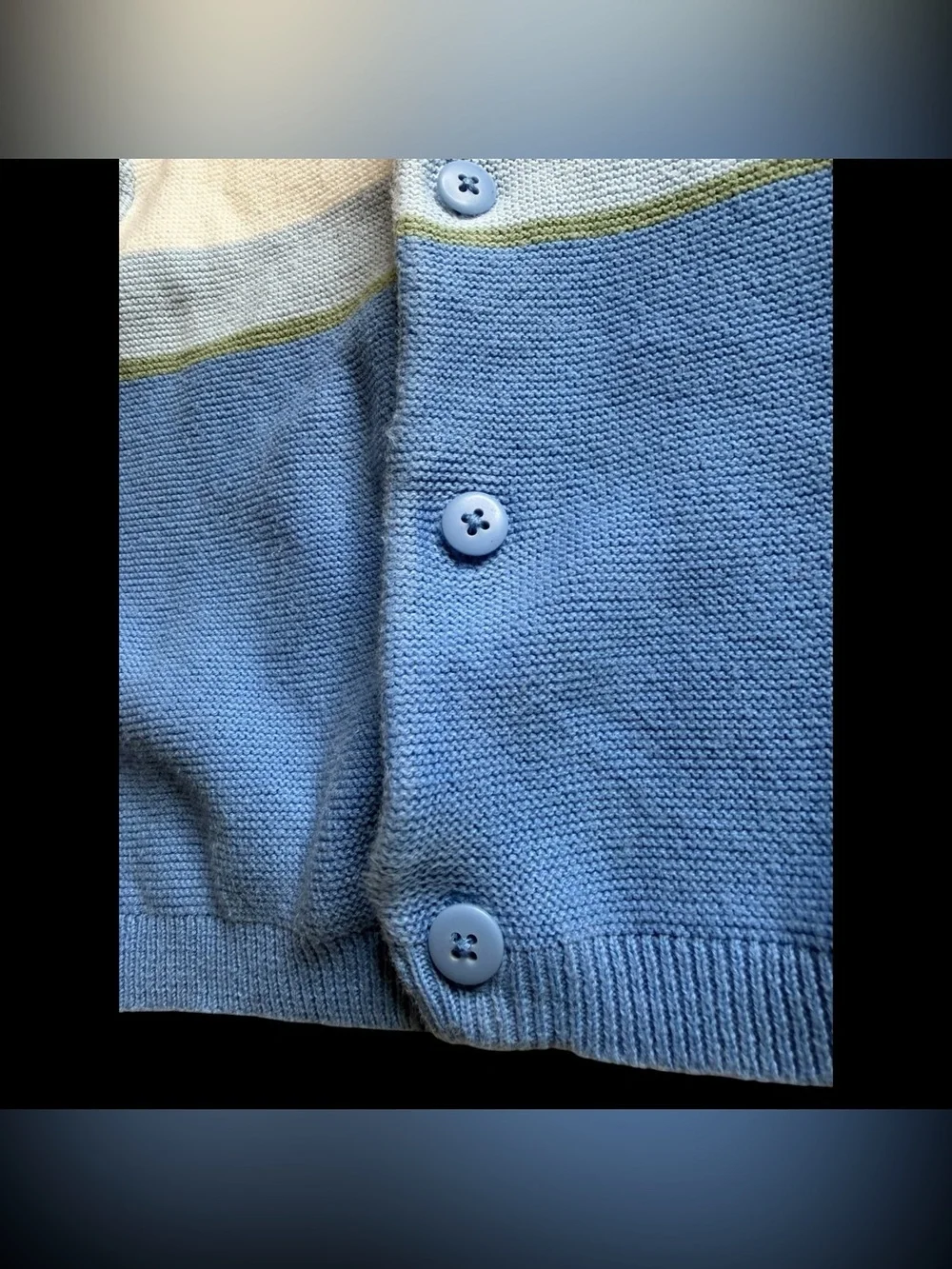 Vintage 90s Baby Boy Embroidered Boat Cardigan Knit Sweater Blue White 9 Months